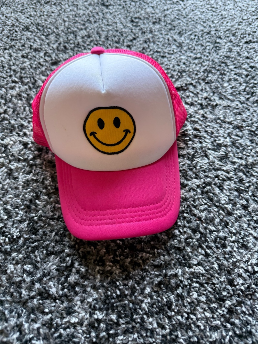 Hot Pink & White Smiley Face Trucker Hat